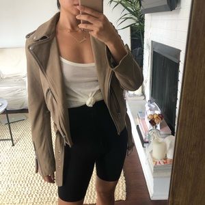 ALL SAINTS suede biker jacket in a brown taupe tan